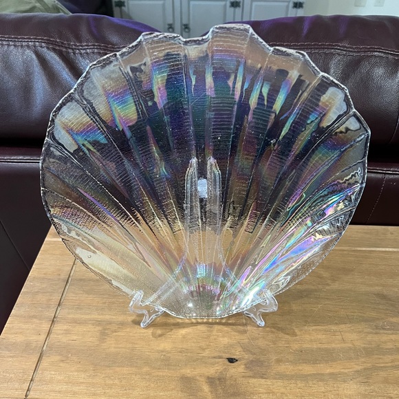 Vintage Kamei Glass Japan 1960’s Iridescent Shell shaped serving dish/tray - Picture 2 of 3